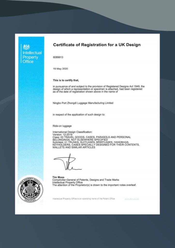 UK Patent Ride On Luggage