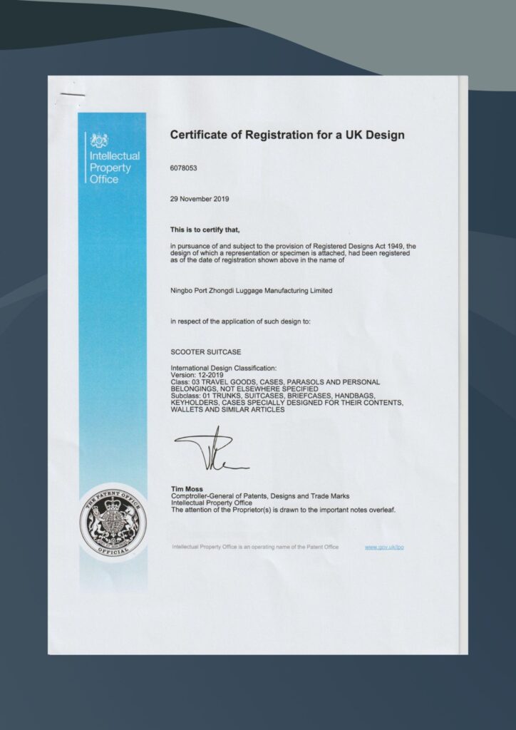 UK Patent Scooter Luggage