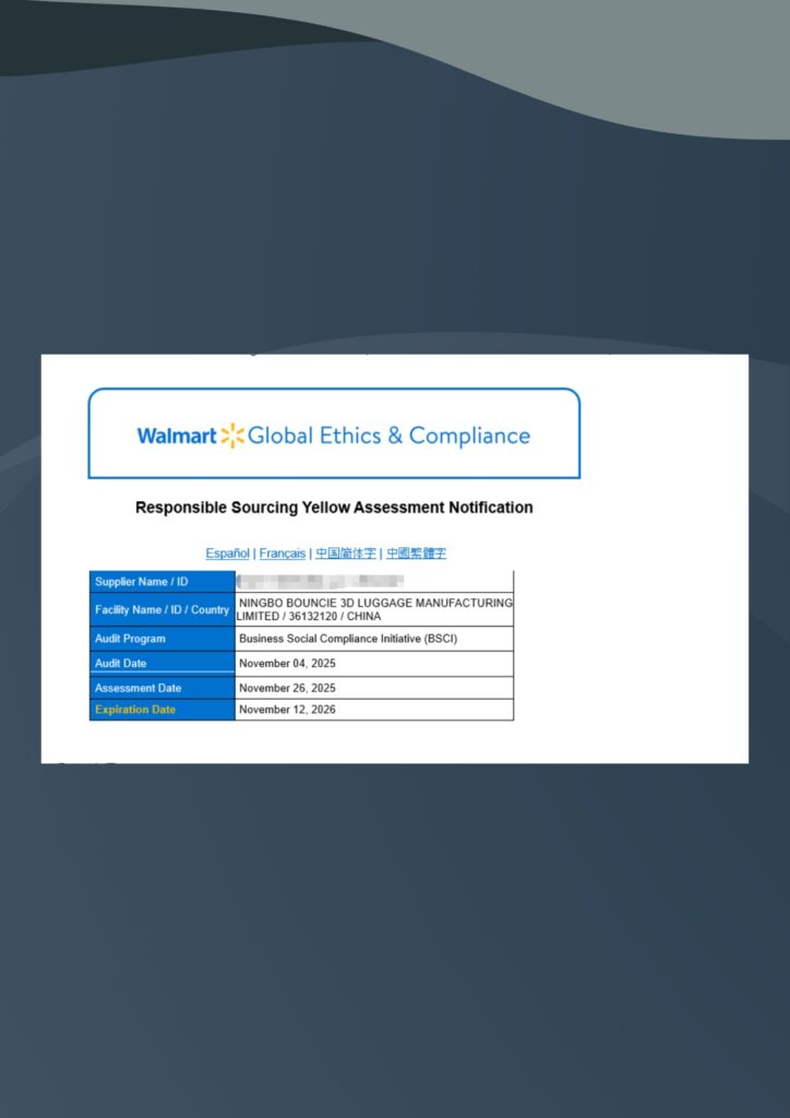 WALMART FACTORY AUDIT RENEWED TO NOV 2026